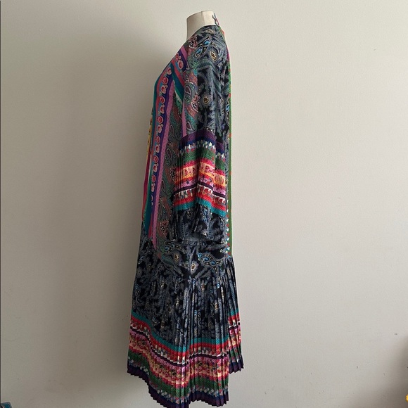 Johnny Was SILK GEMMA PLEATED Colorful Bohemian LONG KIMONO sz Large NWT - Picture 5 of 11
